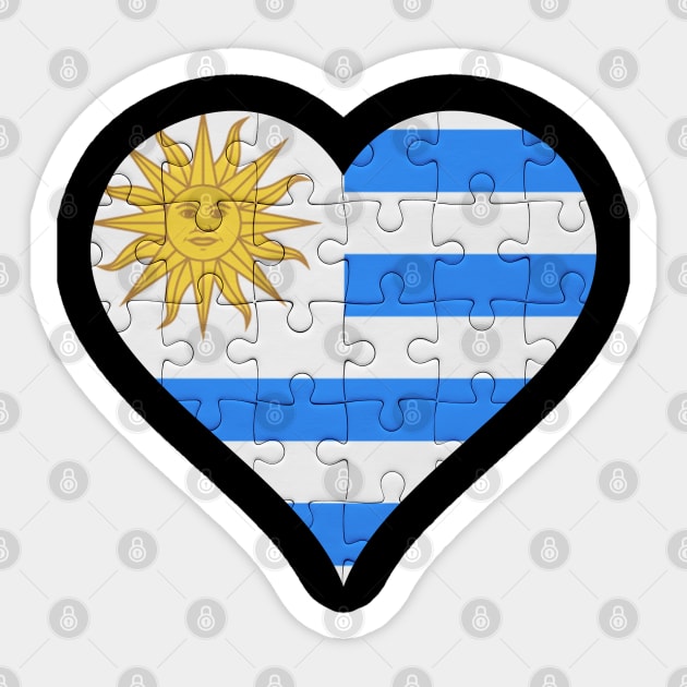 Uraguyan Jigsaw Puzzle Heart Design - Gift for Uraguyan With Uruguay Roots Sticker by Country Flags